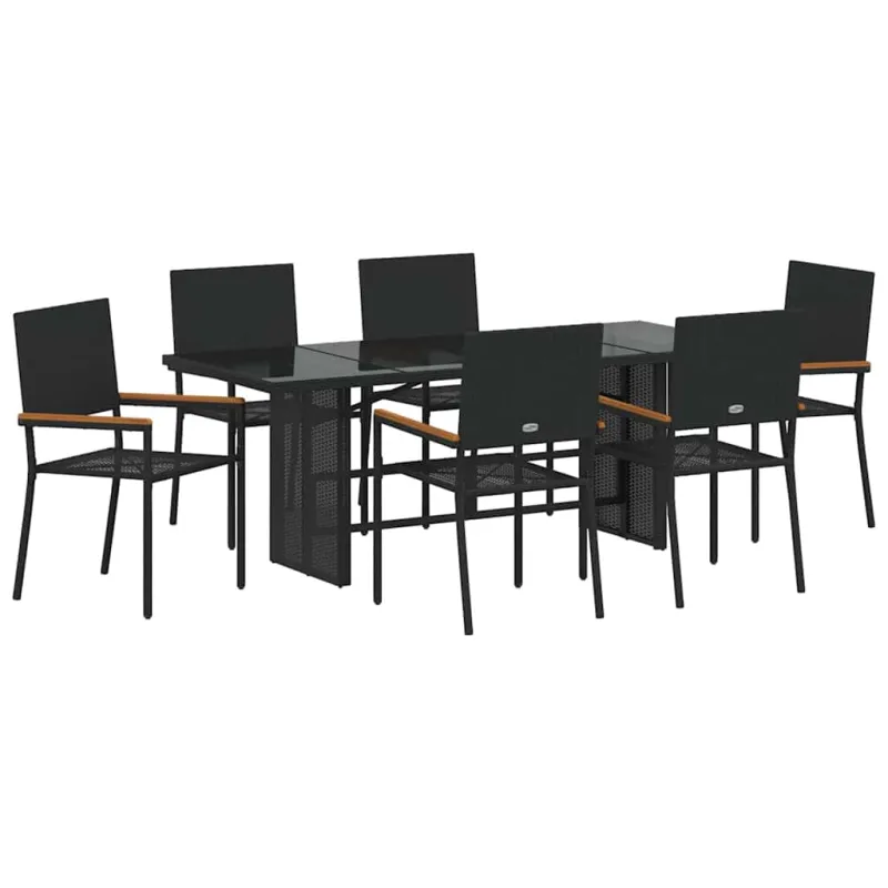 Sodo valgomojo komplektas 7 pcs Juoda poliratanas