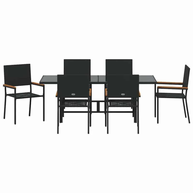 Sodo valgomojo komplektas 7 pcs Juoda poliratanas
