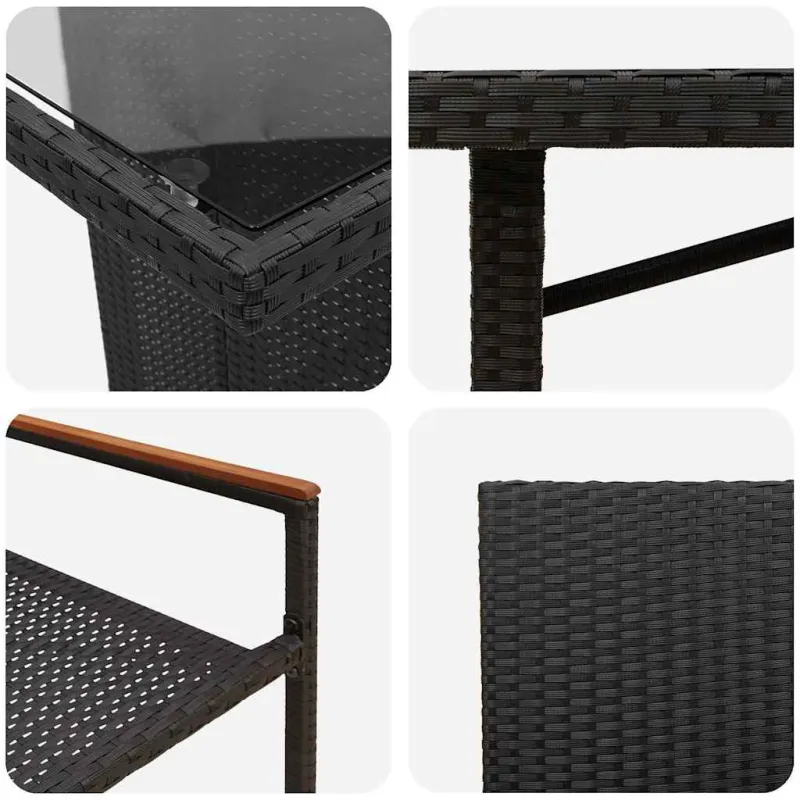 Sodo valgomojo komplektas 9 pcs Juoda poliratanas
