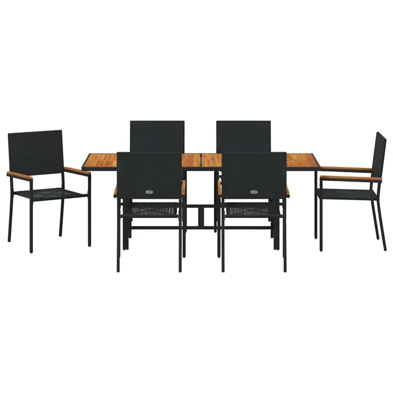 Sodo valgomojo komplektas 7 pcs Juoda poliratanas