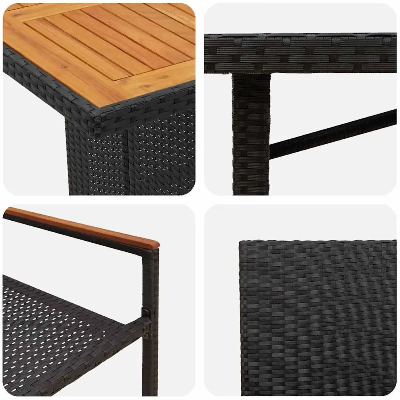 Sodo valgomojo komplektas 7 pcs Juoda poliratanas