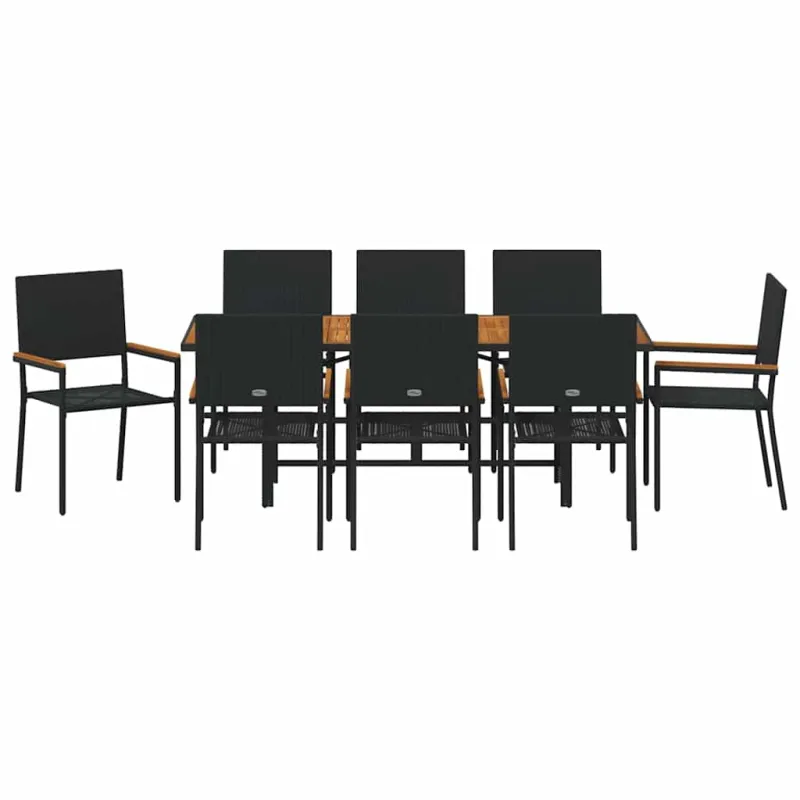 Sodo valgomojo komplektas 9 pcs Juoda poliratanas
