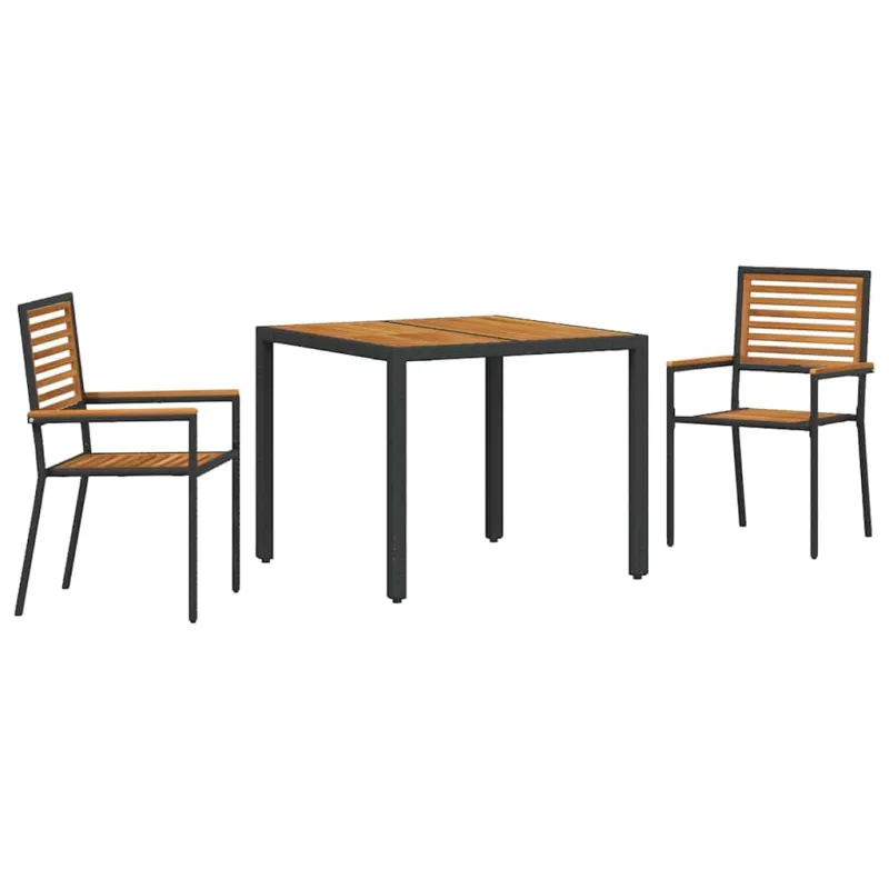Sodo valgomojo komplektas 3 pcs Juoda ir Ruda poliratanas
