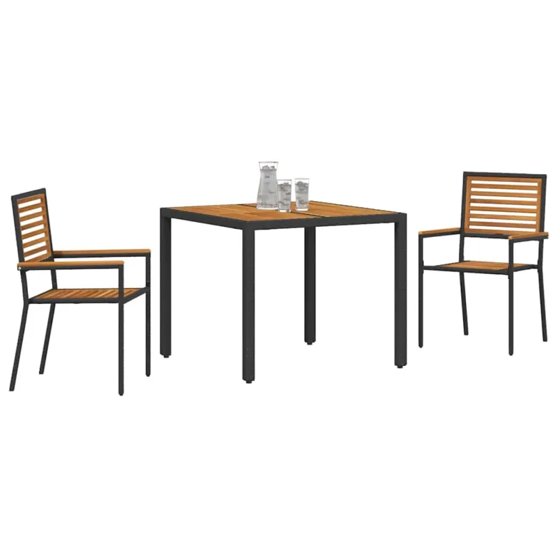 Sodo valgomojo komplektas 3 pcs Juoda ir Ruda poliratanas