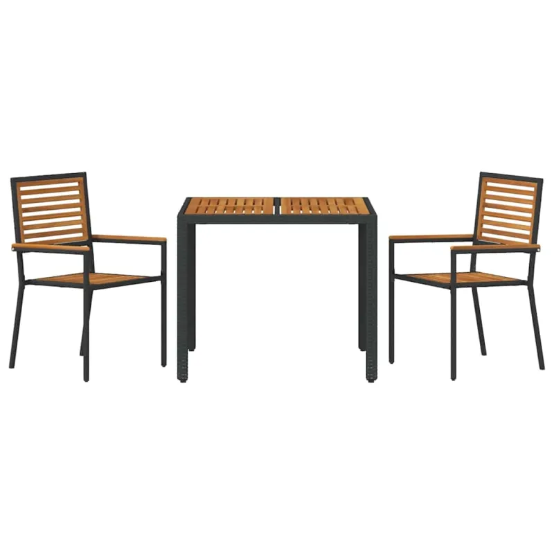Sodo valgomojo komplektas 3 pcs Juoda ir Ruda poliratanas