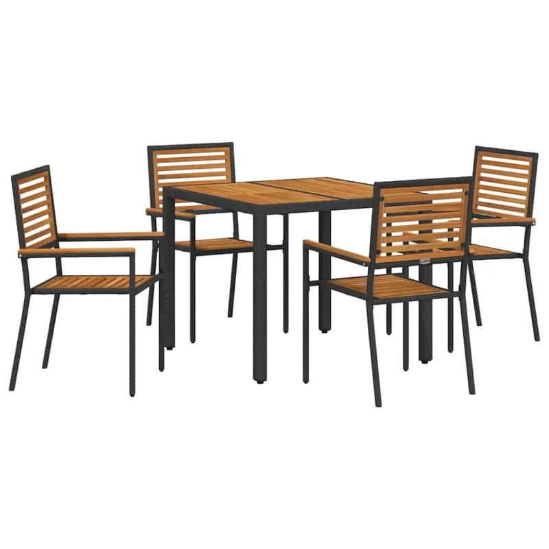 Sodo valgomojo komplektas 5 pcs Juoda ir Ruda poliratanas
