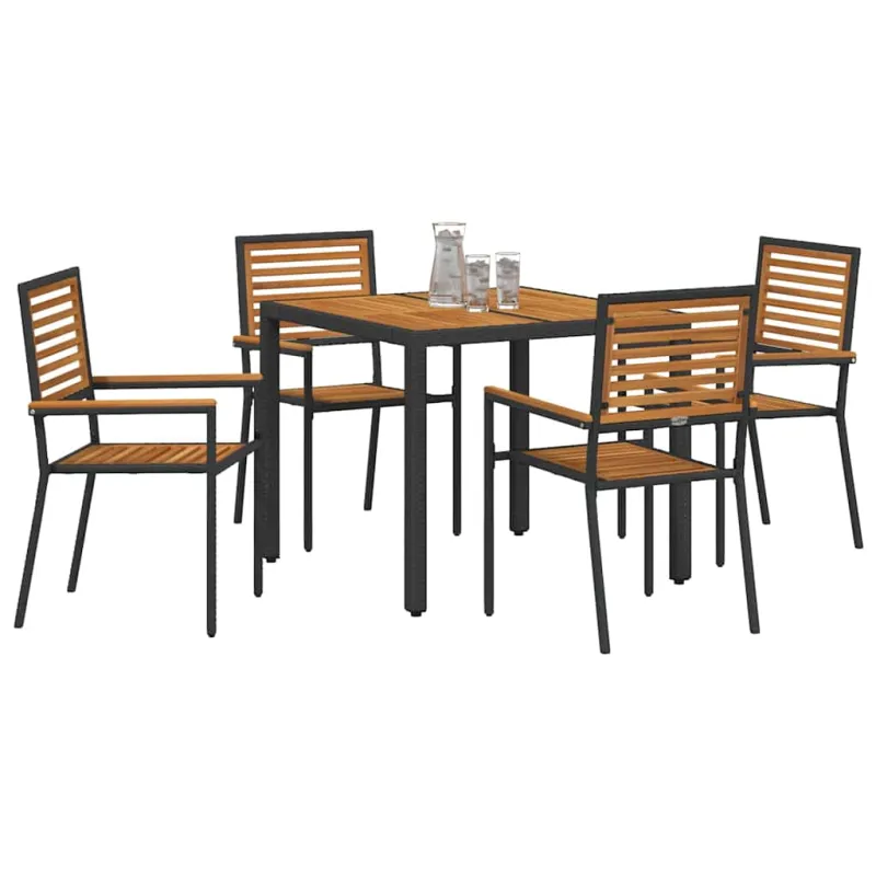 Sodo valgomojo komplektas 5 pcs Juoda ir Ruda poliratanas