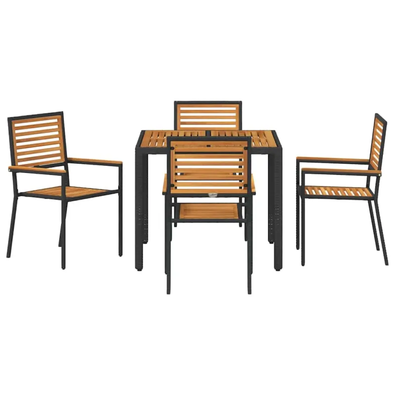 Sodo valgomojo komplektas 5 pcs Juoda ir Ruda poliratanas