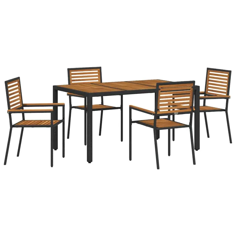 Sodo valgomojo komplektas 5 pcs Juoda ir Ruda poliratanas