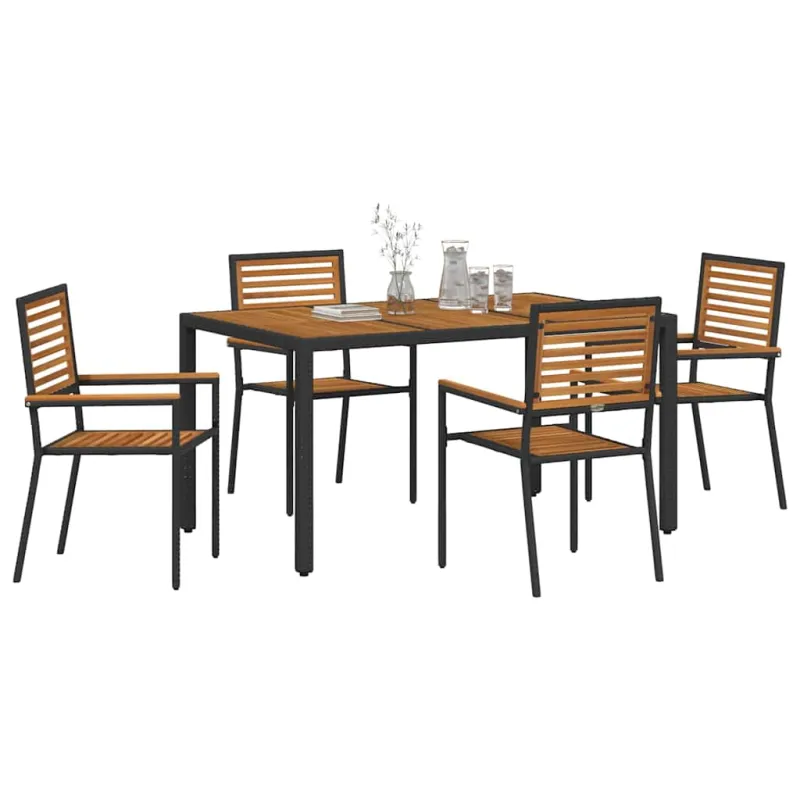 Sodo valgomojo komplektas 5 pcs Juoda ir Ruda poliratanas