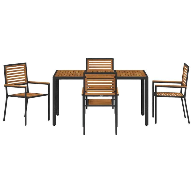 Sodo valgomojo komplektas 5 pcs Juoda ir Ruda poliratanas