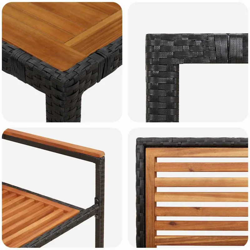 Sodo valgomojo komplektas 5 pcs Juoda ir Ruda poliratanas