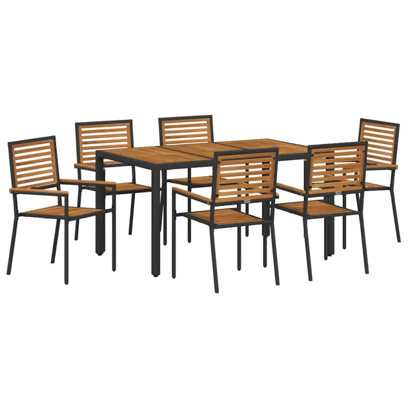 Sodo valgomojo komplektas 7 pcs Juoda ir Ruda poliratanas