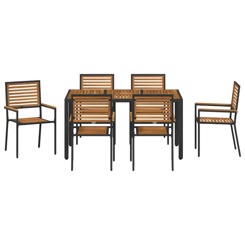 Sodo valgomojo komplektas 7 pcs Juoda ir Ruda poliratanas