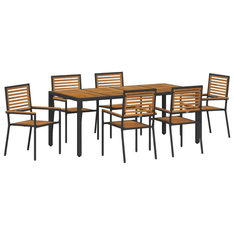 Sodo valgomojo komplektas 7 pcs Juoda ir Ruda poliratanas