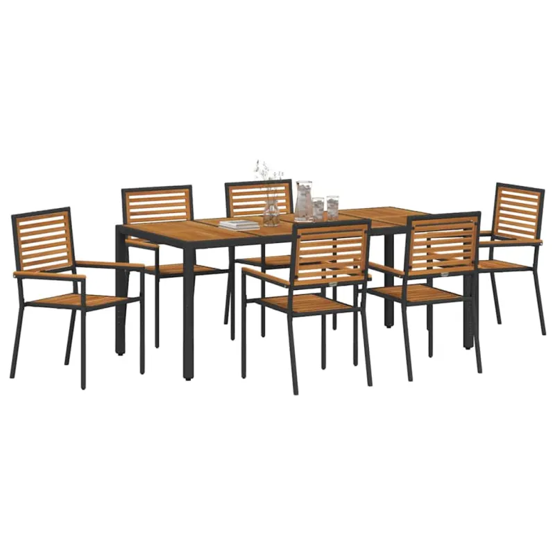 Sodo valgomojo komplektas 7 pcs Juoda ir Ruda poliratanas