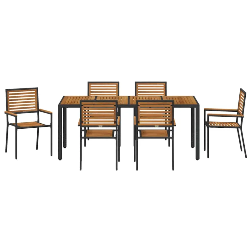 Sodo valgomojo komplektas 7 pcs Juoda ir Ruda poliratanas