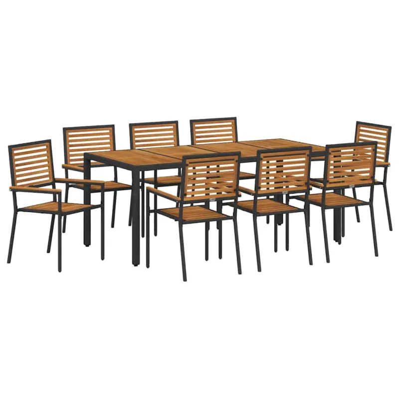 Sodo valgomojo komplektas 9 pcs Juoda ir Ruda poliratanas