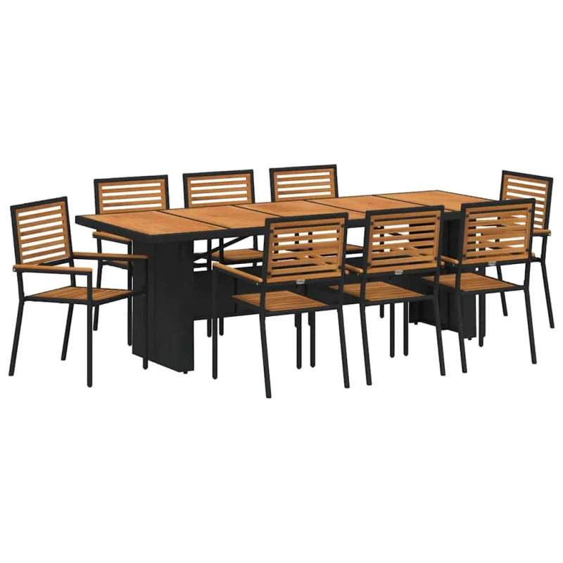 Sodo valgomojo komplektas 9 pcs Juoda ir Ruda poliratanas