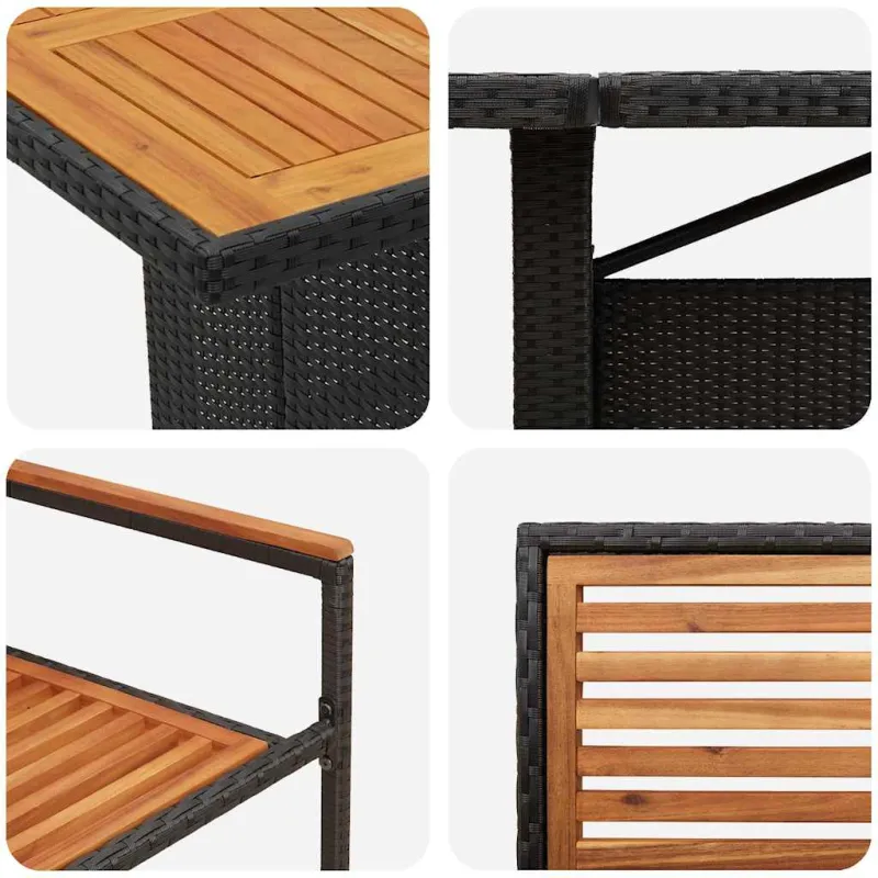 Sodo valgomojo komplektas 9 pcs Juoda ir Ruda poliratanas