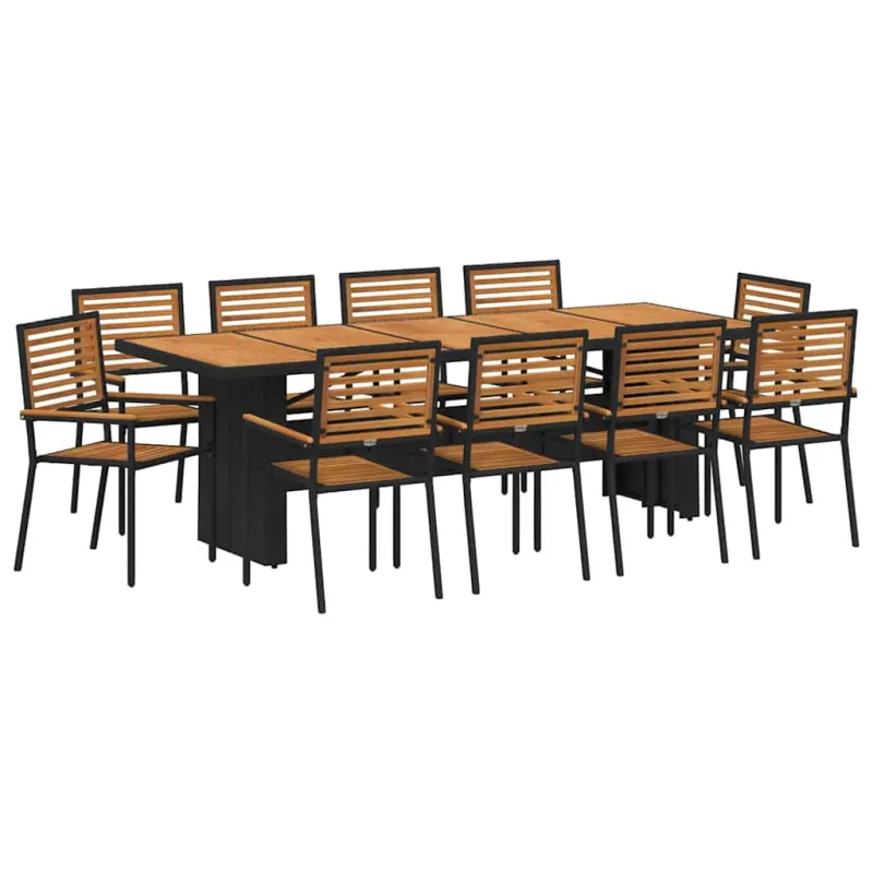 Sodo valgomojo komplektas 11 pcs Juoda ir Ruda poliratanas