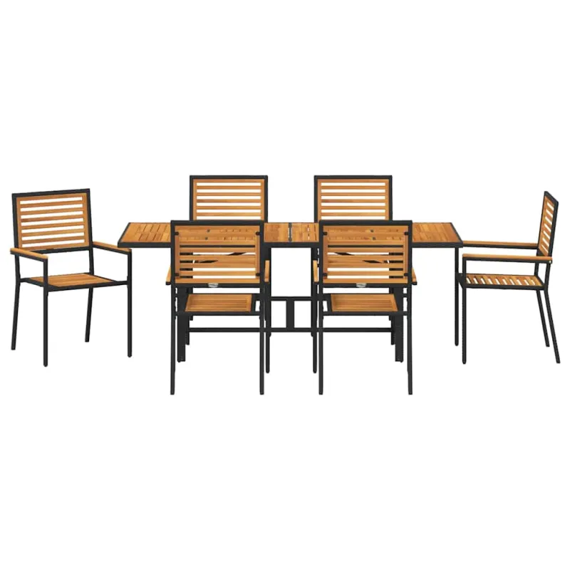 Sodo valgomojo komplektas 7 pcs Juoda ir Ruda poliratanas
