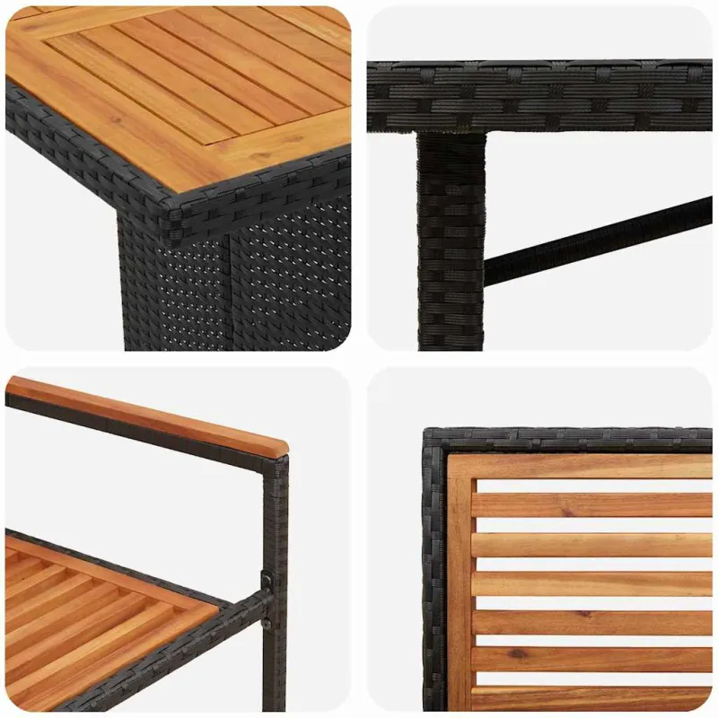 Sodo valgomojo komplektas 7 pcs Juoda ir Ruda poliratanas