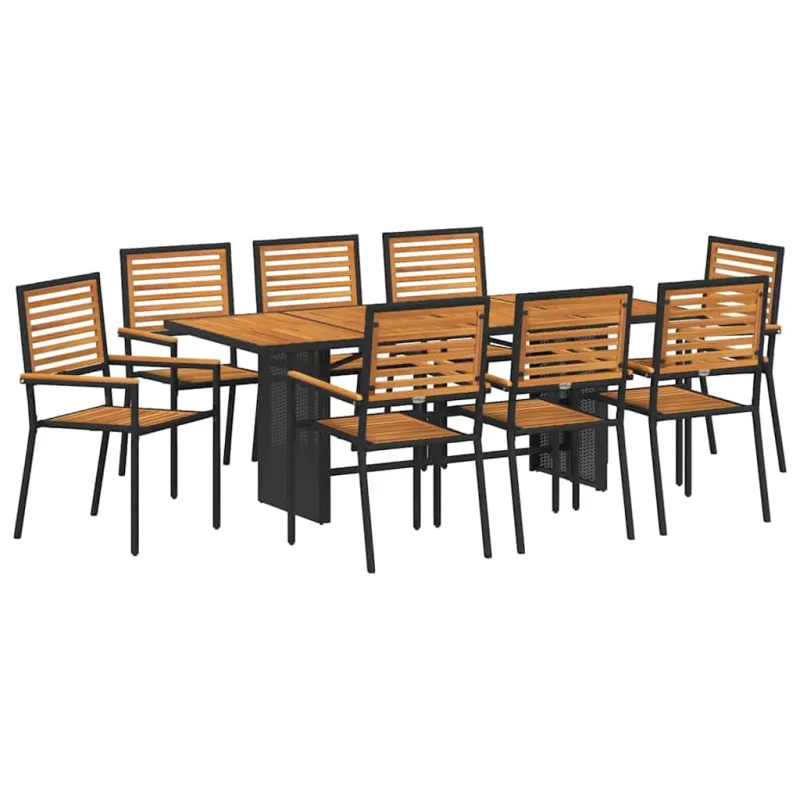 Sodo valgomojo komplektas 9 pcs Juoda ir Ruda poliratanas