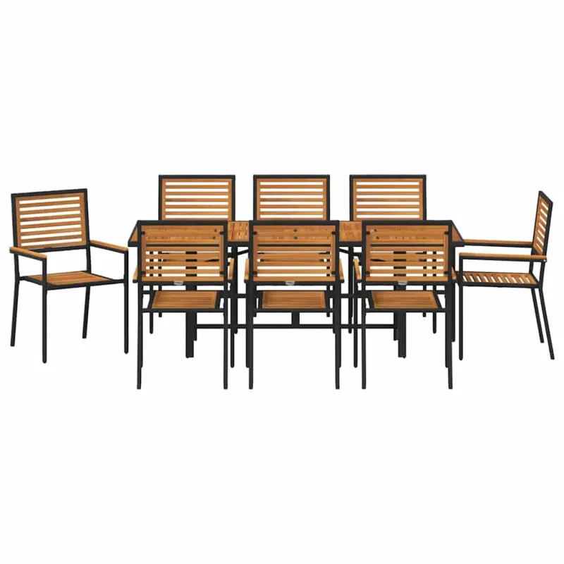 Sodo valgomojo komplektas 9 pcs Juoda ir Ruda poliratanas