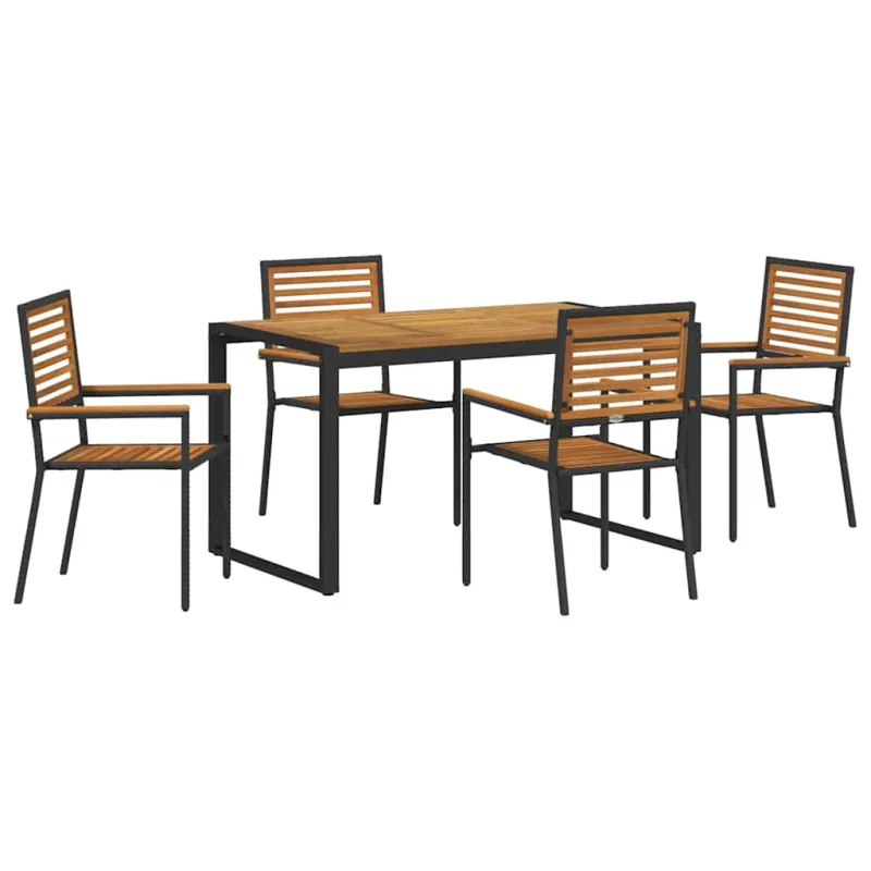 Sodo valgomojo komplektas 5 pcs Juoda ir Ruda poliratanas