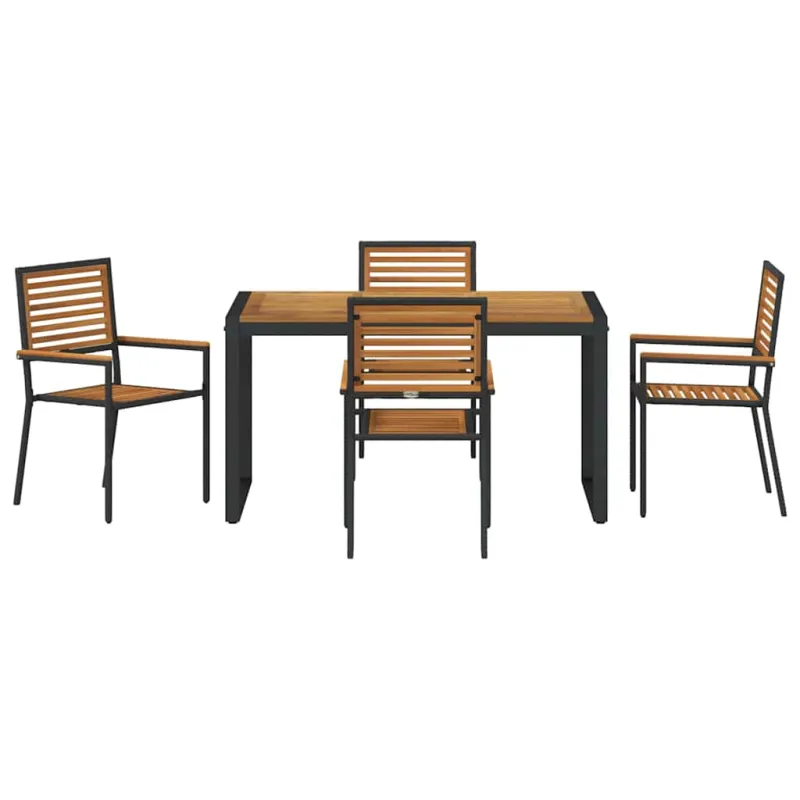 Sodo valgomojo komplektas 5 pcs Juoda ir Ruda poliratanas