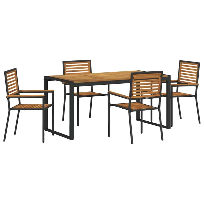 Sodo valgomojo komplektas 5 pcs Juoda ir Ruda poliratanas