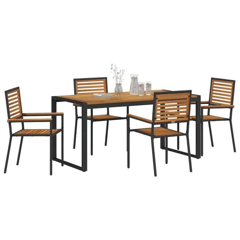 Sodo valgomojo komplektas 5 pcs Juoda ir Ruda poliratanas