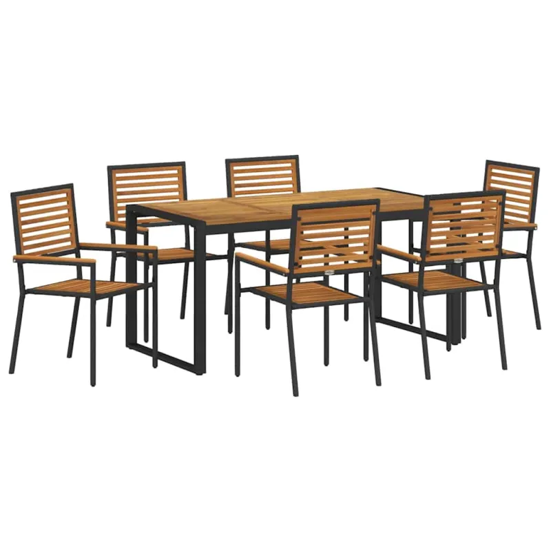 Sodo valgomojo komplektas 7 pcs Juoda ir Ruda poliratanas