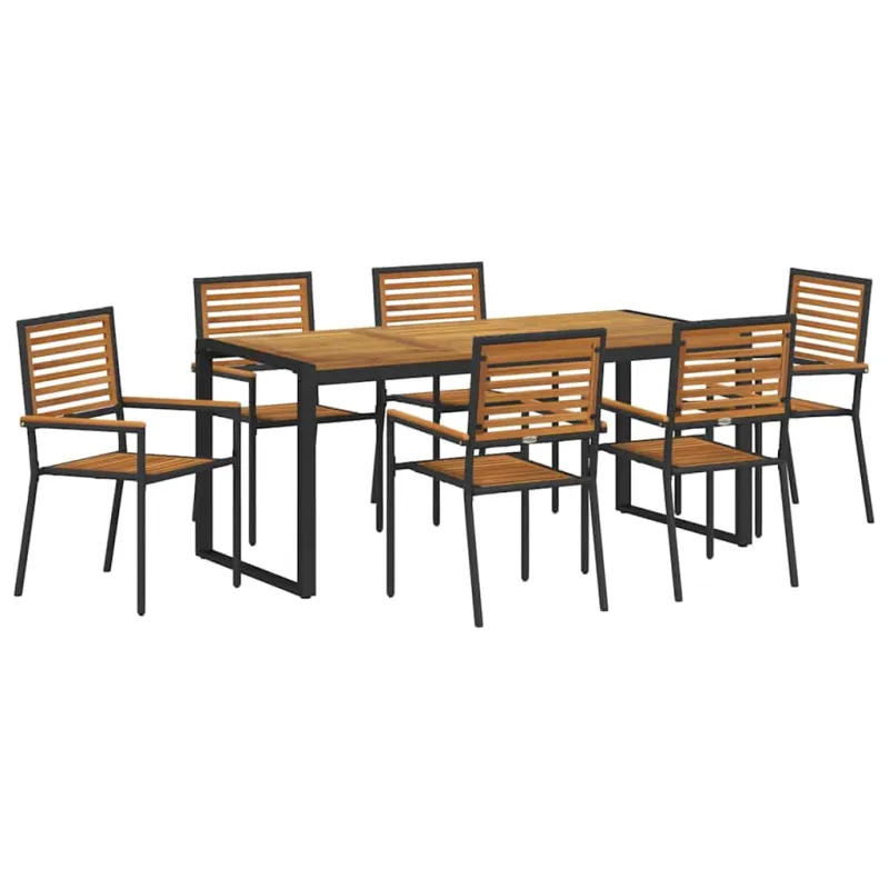 Sodo valgomojo komplektas 7 pcs Juoda ir Ruda poliratanas