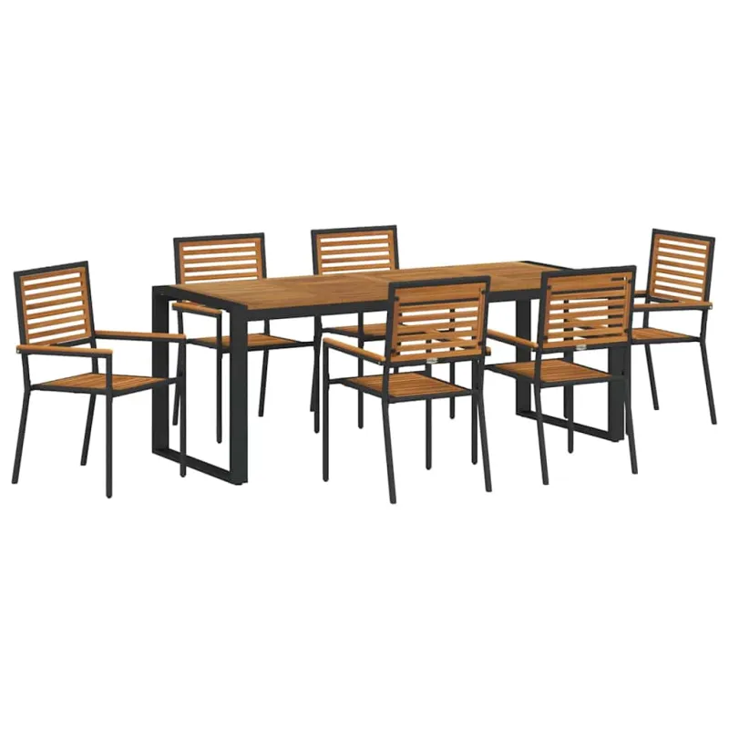Sodo valgomojo komplektas 7 pcs Juoda ir Ruda poliratanas