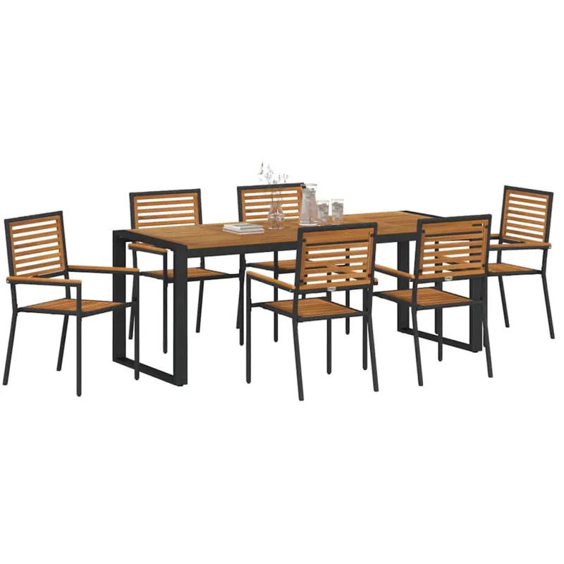 Sodo valgomojo komplektas 7 pcs Juoda ir Ruda poliratanas