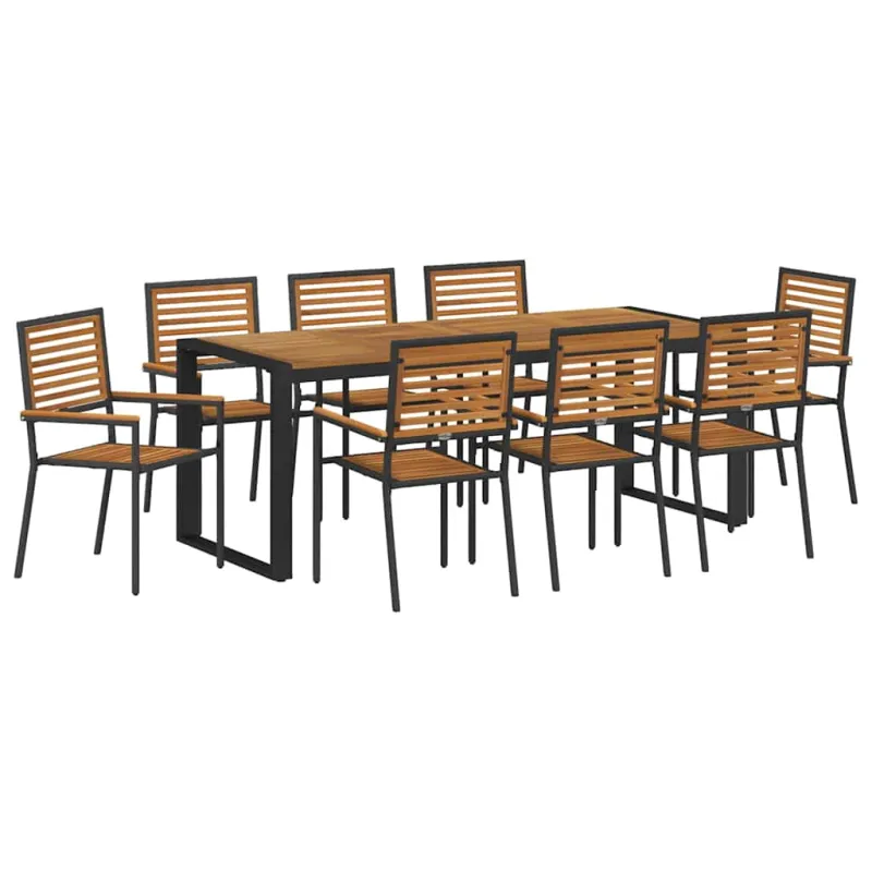 Sodo valgomojo komplektas 9 pcs Juoda ir Ruda poliratanas