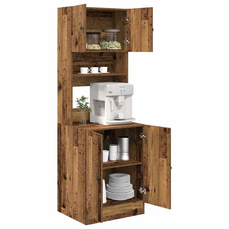 Virtuvės bufetai su lentyna 2 pcs Senas medis 60 x 50 x 180 cm