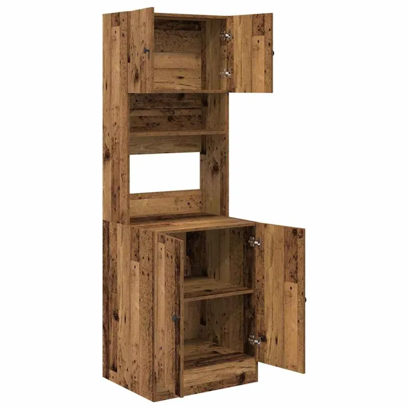 Virtuvės bufetai su lentyna 2 pcs Senas medis 60 x 50 x 180 cm