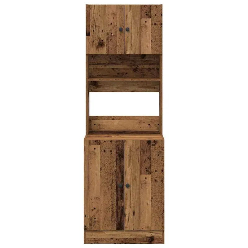 Virtuvės bufetai su lentyna 2 pcs Senas medis 60 x 50 x 180 cm