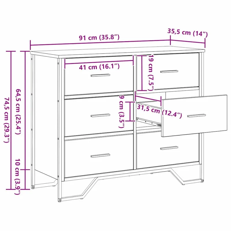 Ištraukalas spinta 2 pcs Senas medis 91 x 35,5 x 74,5 cm
