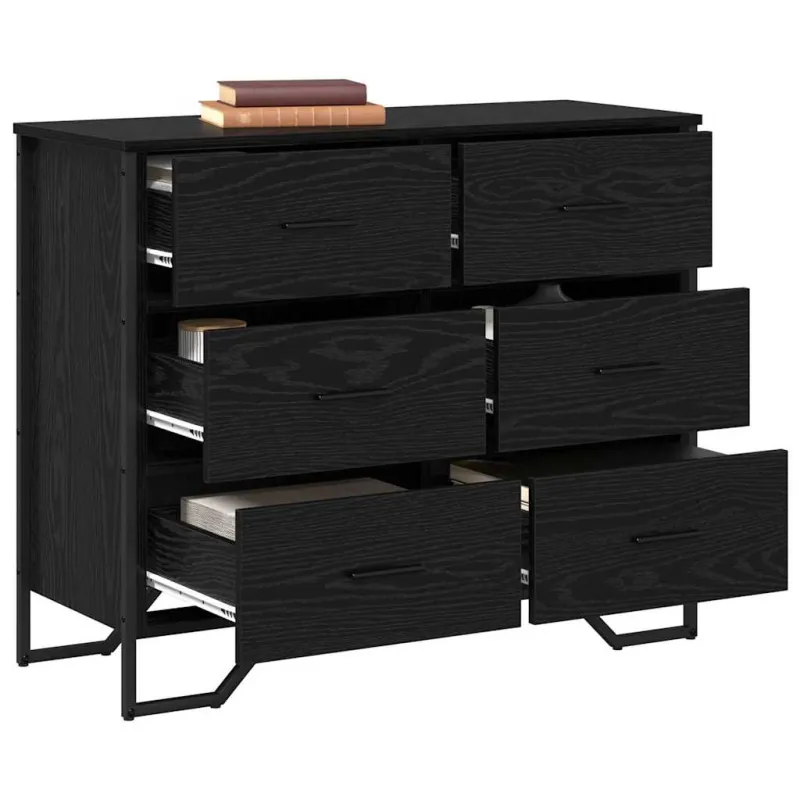 Ištraukalas spinta 2 pcs Juodas ąžuolas 91 x 35,5 x 74,5 cm