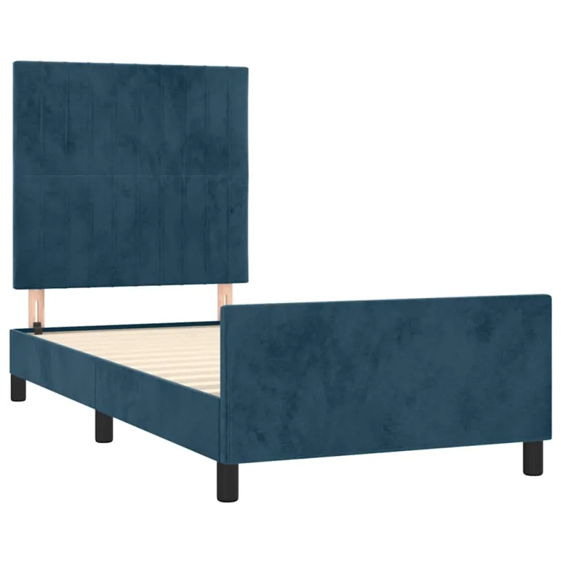 Lovos rėmas be čiužinio tamsiai mėlynas 90x200 cm aksomas