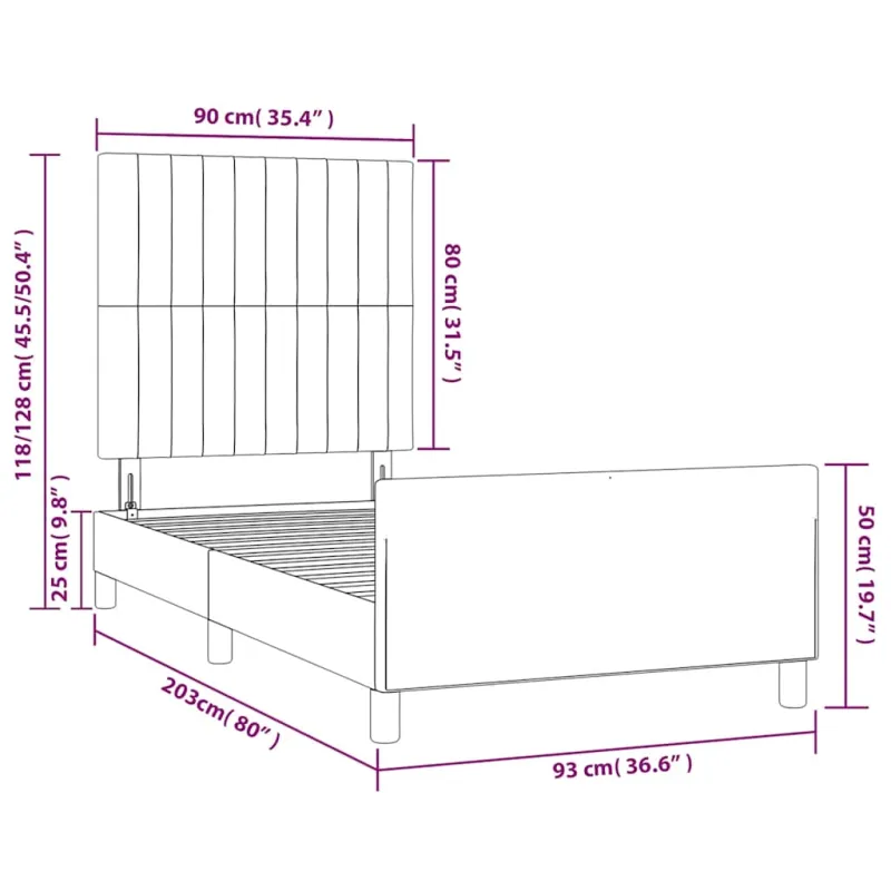 Lovos rėmas be čiužinio tamsiai mėlynas 90x200 cm aksomas