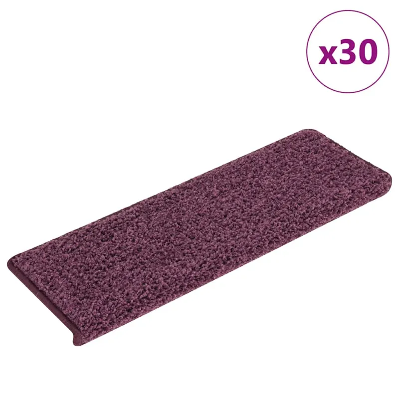 Laiptų kilimėliai, 30 vnt., 65x21x4 cm, tamsiai violetiniai, stačiakampiai kraštai