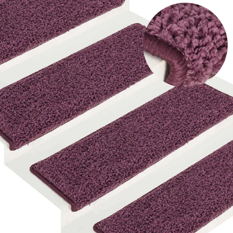 Laiptų kilimėliai, 30 vnt., 65x21x4 cm, tamsiai violetiniai, stačiakampiai kraštai