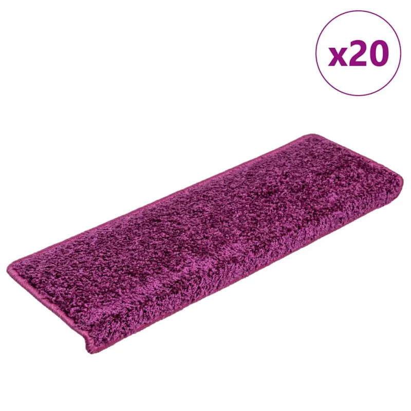 Laiptų kilimėliai, 20 vnt., 65x21x4 cm, violetiniai, stačiakampiai kraštai
