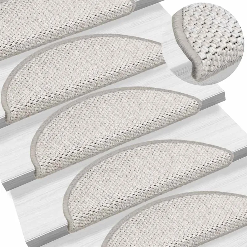 Laiptų kilimėliai Lipni Sisal-Look 30 vnt 56x17x3 cm Platina