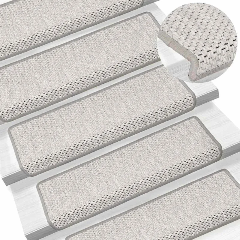 Laiptų kilimėliai Lipni Sisal-Look 30 vnt 65x21x4 cm Platina